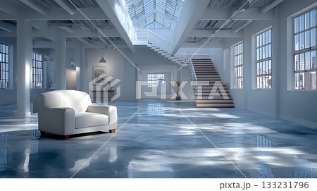 empty creative workspace loft modern industrial interior white background empty creative workspace loft modern industrial interior white background 133231796