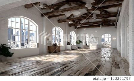 empty creative workspace loft modern industrial interior white background empty creative workspace loft modern industrial interior white background 133231797