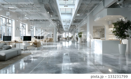 open corporate office floor plan empty modern furniture clean background open corporate office floor plan empty modern furniture clean background 133231799