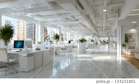 open corporate office floor plan empty modern furniture clean background open corporate office floor plan empty modern furniture clean background 133231801