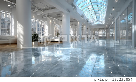 corporate workspace empty floor plan modern layout bright natural light corporate workspace empty floor plan modern layout bright natural light 133231854