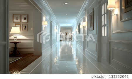 empty hallway smart home lighting modern design clean interior empty hallway smart home lighting modern design clean interior 133232042