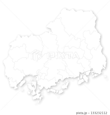 広島県と市町村の白地図 広島県と市町村の白地図 133232112