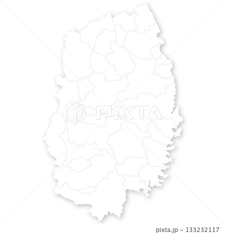 岩手県と市町村の白地図 133232117