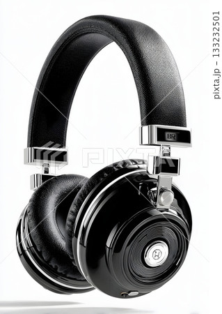3D headphones isolated on white background modern black 133232501