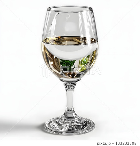 3D wine glass isolated on white background transparent clear 133232508