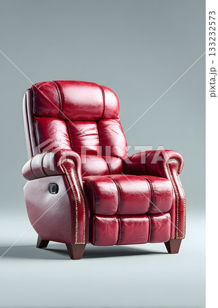 3D cinema chair isolated on white background red leather 133232573