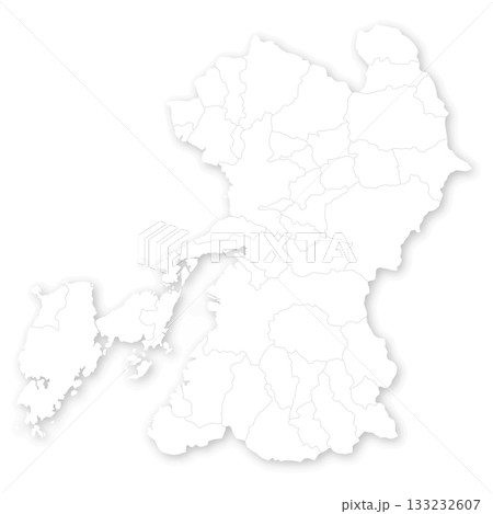 熊本県と市町村の白地図 133232607