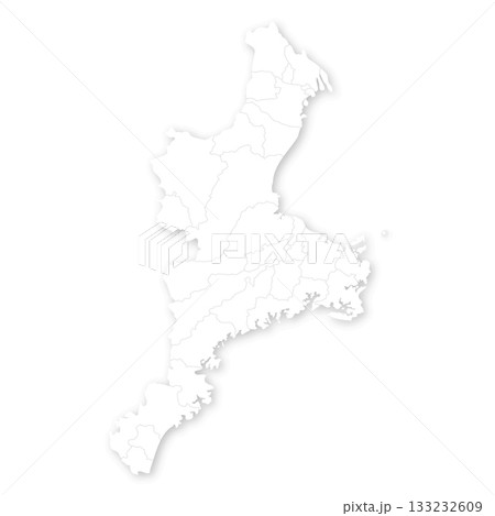 三重県と市町村の白地図 三重県と市町村の白地図 133232609
