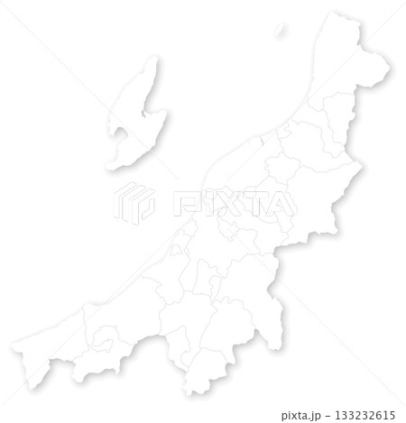 新潟県と市町村の白地図 133232615