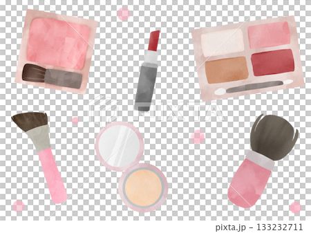 Watercolor illustration of a cosmetic set Watercolor illustration of a cosmetic set 133232711