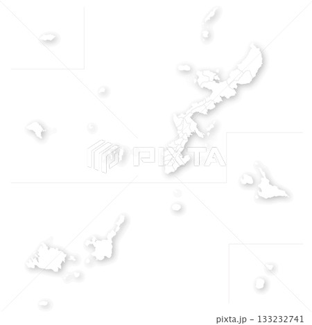 沖縄県と市町村の白地図 133232741