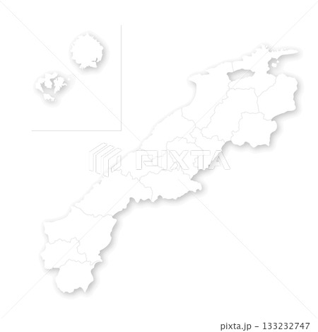 島根県と市町村の白地図 133232747