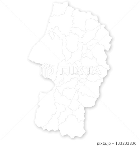 山形県と市町村の白地図 133232830