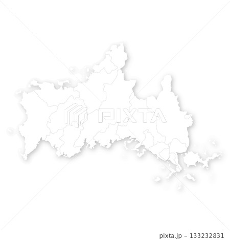山口県と市町村の白地図 133232831