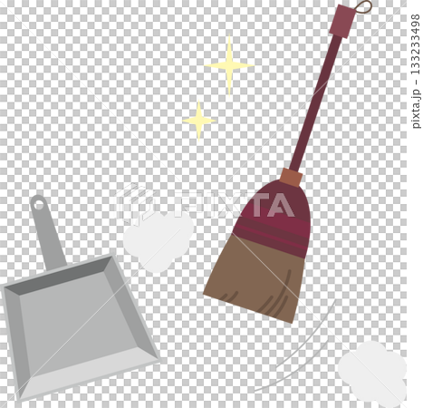 清潔工具（掃帚和簸箕）的簡單插圖 133233498