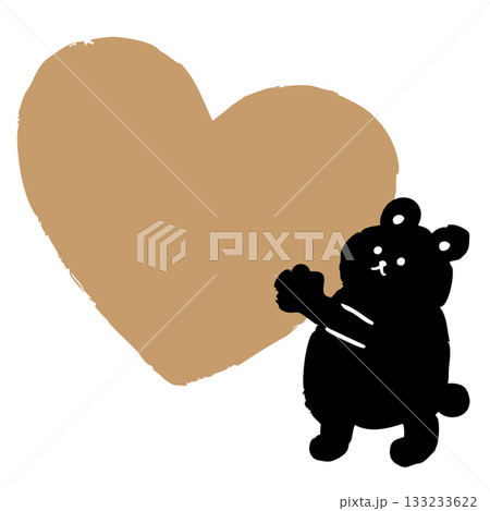金色のハートを抱えるクマの手描きイラスト|かわいいキャラクターのバレンタイン・メッセージカード向けデ 金色のハートを抱えるクマの手描きイラスト|かわいいキャラクターのバレンタイン・メッセージカード向けデ 133233622
