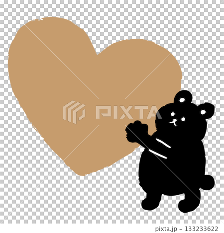 金色のハートを抱えるクマの手描きイラスト|かわいいキャラクターのバレンタイン・メッセージカード向けデ 金色のハートを抱えるクマの手描きイラスト|かわいいキャラクターのバレンタイン・メッセージカード向けデ 133233622