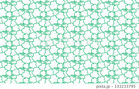 三つ葉が敷き詰められた緑色のフレーム模様 133233795