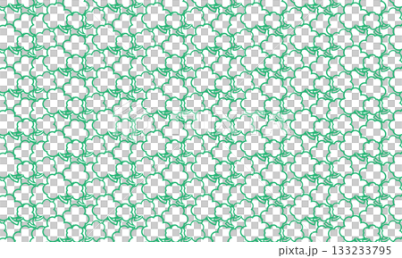 三つ葉が敷き詰められた緑色のフレーム模様 133233795