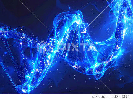 青いエネルギーの流れ - 抽象的なネオンライトモーション背景 133233896