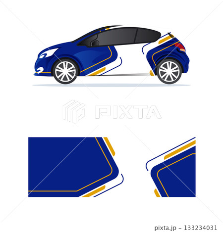 Car wrap stickers with straight lines and shapes in colored designs Car wrap stickers with straight lines and shapes in colored designs 133234031