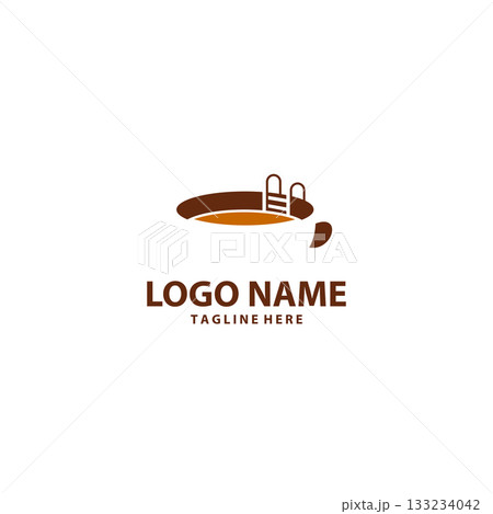 swimming pool coffee logo design vector 133234042
