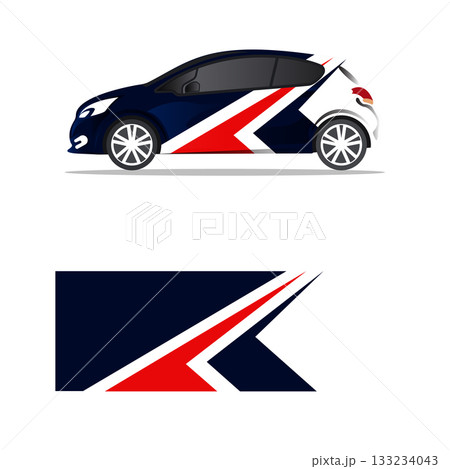 Sport decal sticker wrap with sharp lines for livery design and brand identity 133234043