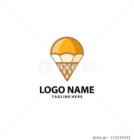hot air balloon ice scoop logo design vector 133234101