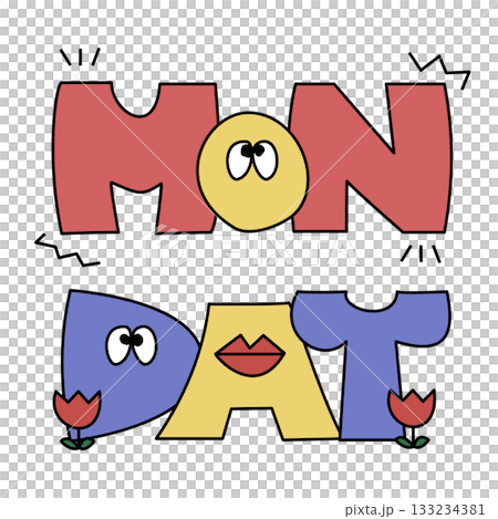Pop, colorful and cutely decorated MONDAY typography 133234381