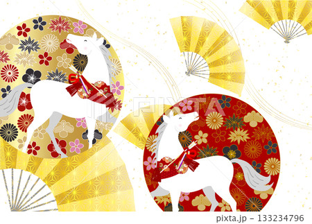 午 年賀状 干支 背景 午 年賀状 干支 背景 133234796