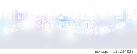 幻想的な冬の背景イラスト 波のような雪の結晶とイルミネーション 幻想的な冬の背景イラスト 波のような雪の結晶とイルミネーション 133234822