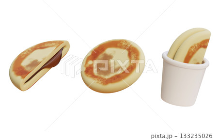3D cartoon style Korean pancake hotteok 3D cartoon style Korean pancake hotteok 133235026