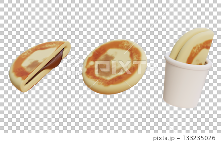 3D cartoon style Korean pancake hotteok 133235026