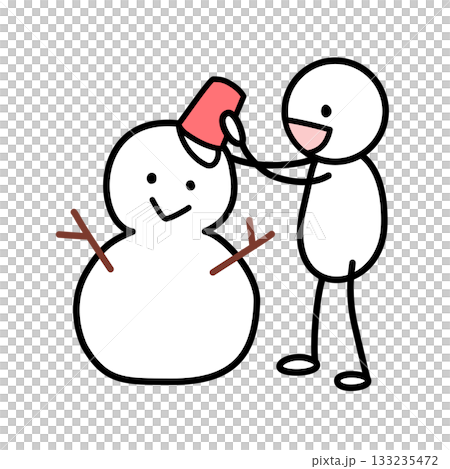 Stickman making a snowman Stickman making a snowman 133235472