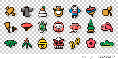 日本新年,新年手繪插畫貼紙套裝 - 新年,新年裝飾,吉祥物,傳統日式圖案 日本新年,新年手繪插畫貼紙套裝 - 新年,新年裝飾,吉祥物,傳統日式圖案 133235817