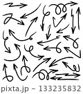 Set of Hand drawn vector arrows doodle on white background. design element vector illustration. 133235832