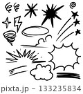 Comic Doodle Elements Set. Hand Drawn Sketch Effects and Cartoon Decorations. 133235834