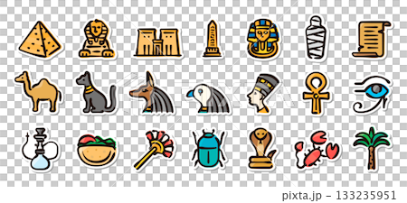 埃及手繪插畫貼紙套裝 - 旅遊向量素材 埃及手繪插畫貼紙套裝 - 旅遊向量素材 133235951