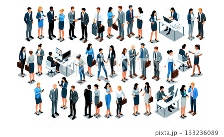 ビジネス人物のアイソメトリックイラストセット ビジネス人物のアイソメトリックイラストセット 133236089