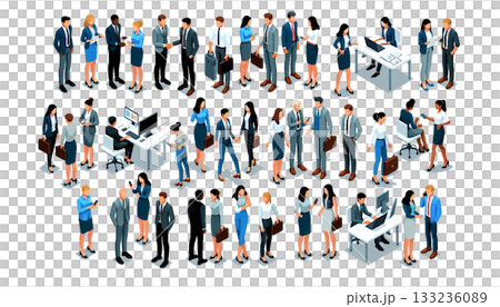 ビジネス人物のアイソメトリックイラストセット ビジネス人物のアイソメトリックイラストセット 133236089