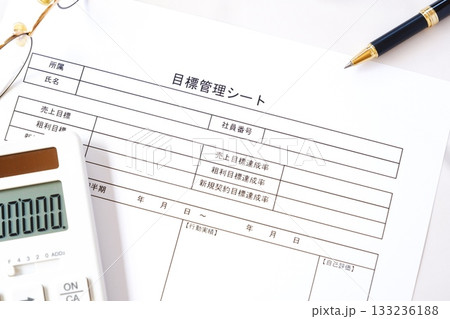 個人やチームの達成目標を明確に定義し、進捗状況を追跡するためのツールである「目標管理シート」を書く 133236188