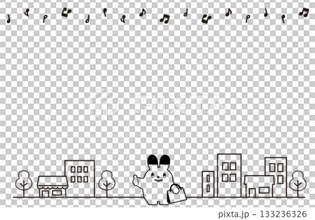 Like shopping bunny and city frame (monochrome) Like shopping bunny and city frame (monochrome) 133236326