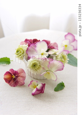 窓辺にパンジー 133236334