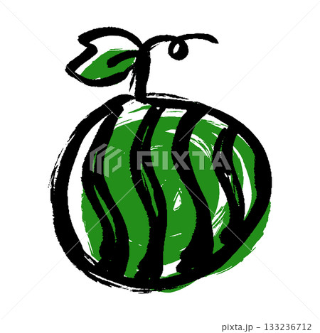 筆タッチの丸ごとスイカのイラスト 筆タッチの丸ごとスイカのイラスト 133236712