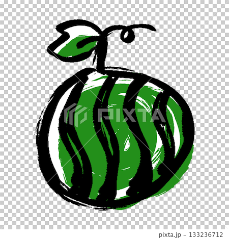 筆タッチの丸ごとスイカのイラスト 筆タッチの丸ごとスイカのイラスト 133236712