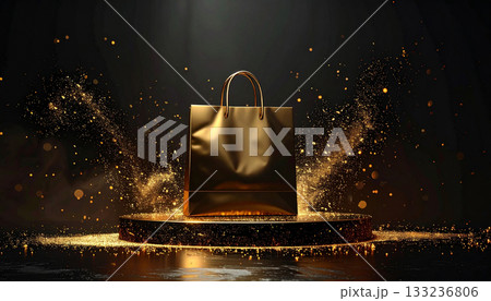 黒とゴールドの背景素材, ブラックフライデーのイメージの背景, AI生成画像 133236806