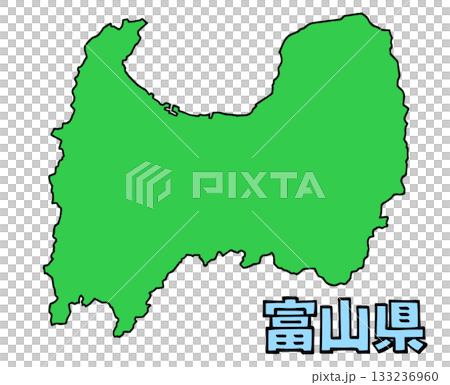 A slightly loose map of Toyama prefecture, written characters, simple 133236960