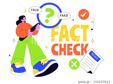 Fact Check Vector Illustration Featuring Myths Vs Facts News For Thorough Evidence Comparison and Accurate Information Review In a Flat Background 133237013