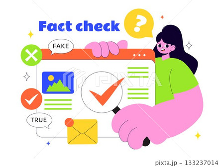 Fact Check Vector Illustration Featuring Myths Vs Facts News For Thorough Evidence Comparison and Accurate Information Review In a Flat Background Fact Check Vector Illustration Featuring Myths Vs Facts News For Thorough Evidence Comparison and Accurate Information Review In a Flat Background 133237014